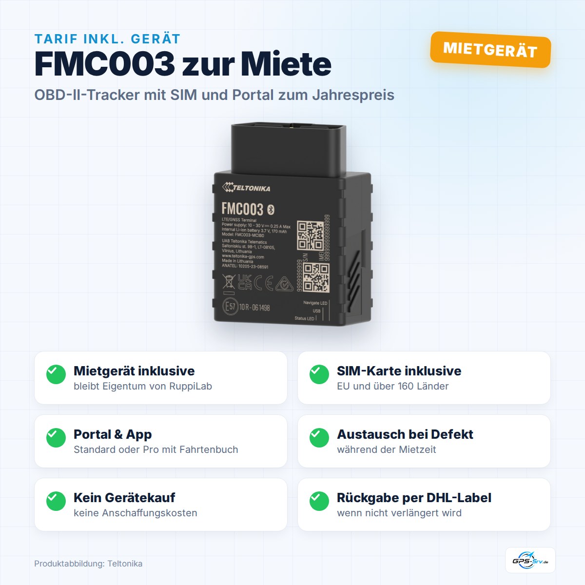 Teltonika FMC003 Mietgerät inkl. Tarif